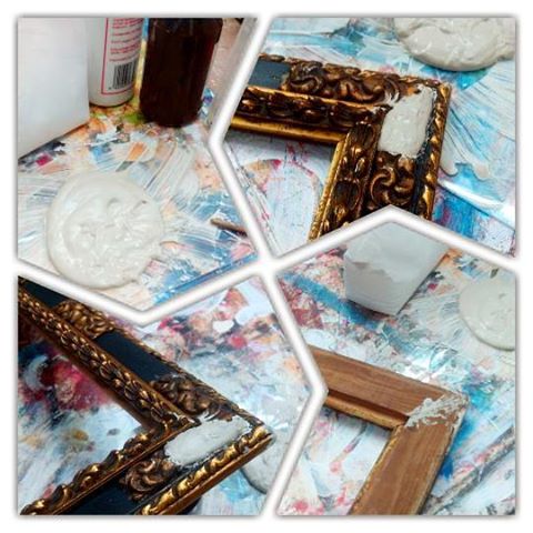 Hoy toca disfrutar y #restaurar un #marco #antiguo con faltas de #madera  y #decorados Preparando masa para #reconstruir y rellenar huecos y a esperar...#arte #artesanía #restauración #paciencia #barcelona #fortpienc