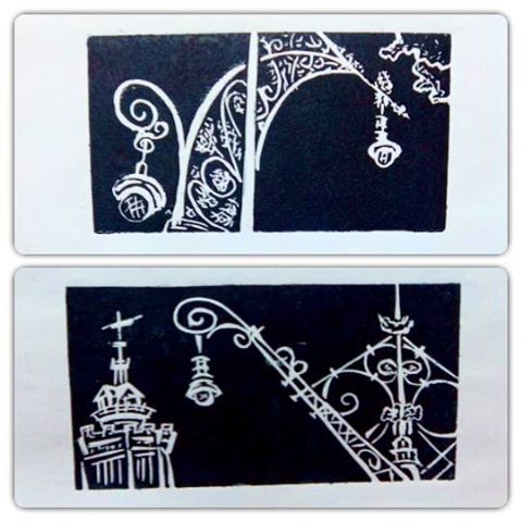 "Detalles de farolas" Dos #grabados estampados en #negro sobre #papelhechoamano con #fibras de #algodón Preparando #santjordi2016 en el #paseosanjuan #arte #artesanía #edicionlimitada #edicionesdearte #obragráficaoriginal #barcelona #fortpienc