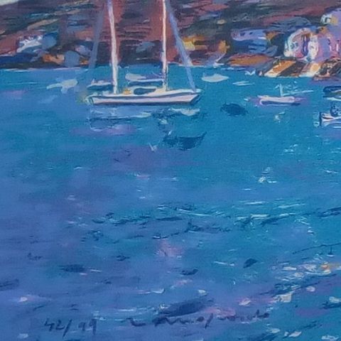 Serigrafía de R. Moscardó. Azules