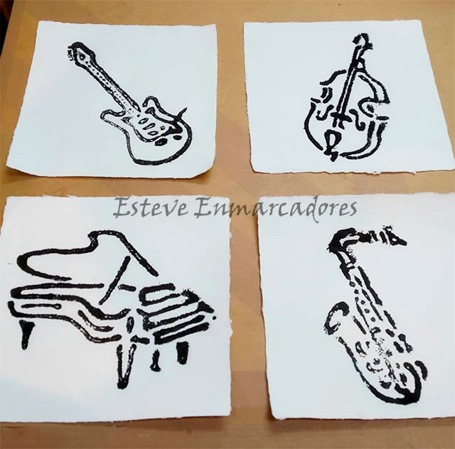 Pruebas de grabados instrumentos de música - Esteve Enmarcadores Pruebas de grabados instrumentos de música - Esteve Enmarcadores