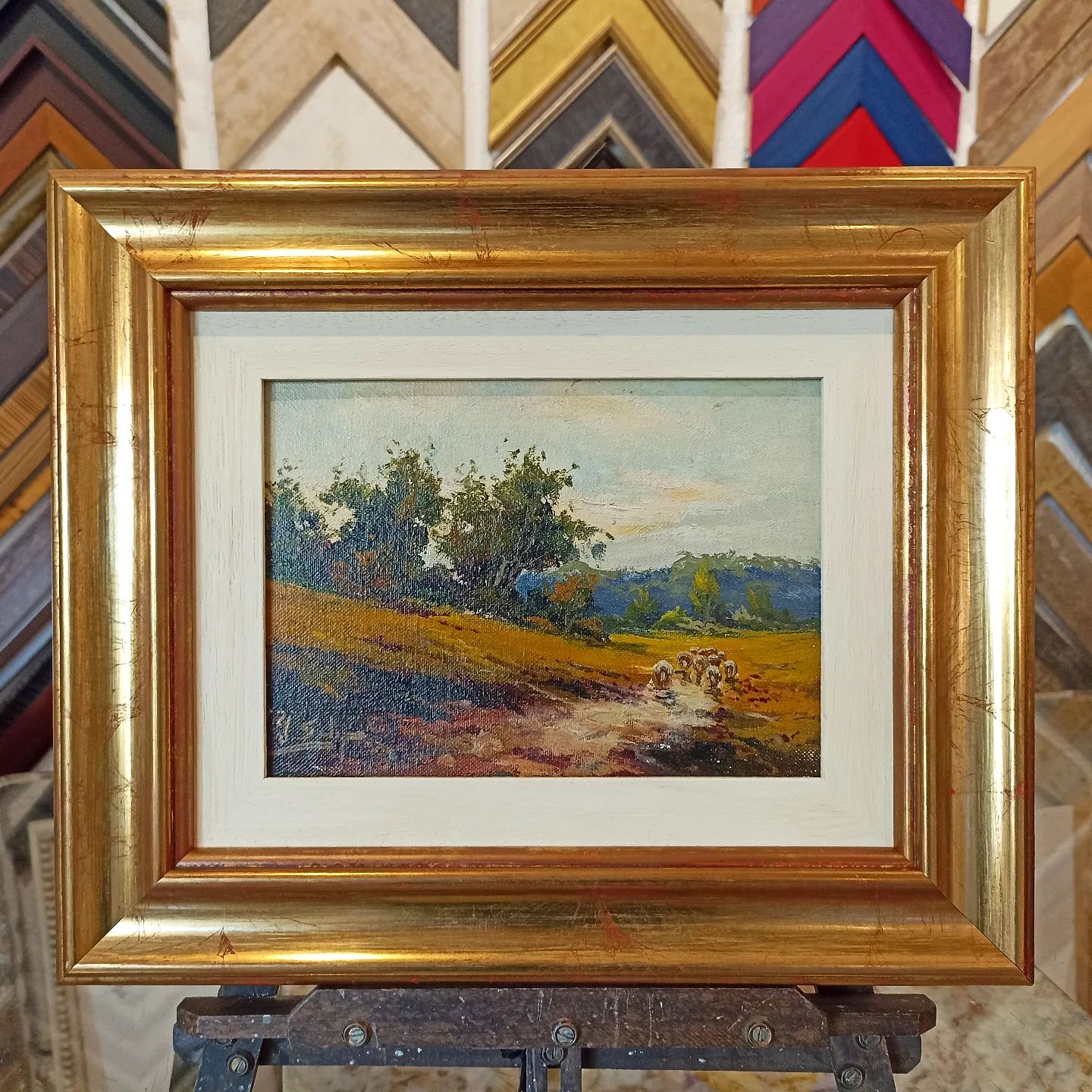 Paisaje al óleo enmarcado